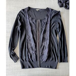 DKNY Black 100% Cashmere Cardigan Sweater Knit | Size M